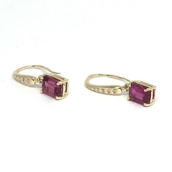 Diamond Rubellite Tourmaline Earrings 14k Gold 2.05 TCW Certified $1,690 821770 - Picture 8 of 12